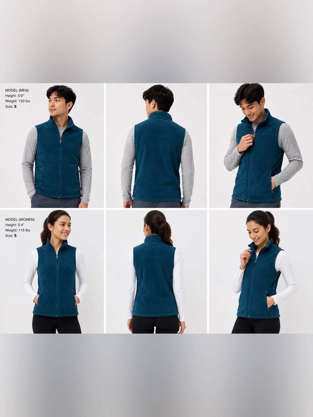 Eastern Mountain Sports Unisex Fleece Vest Size S Teal Polartec Full Zip
